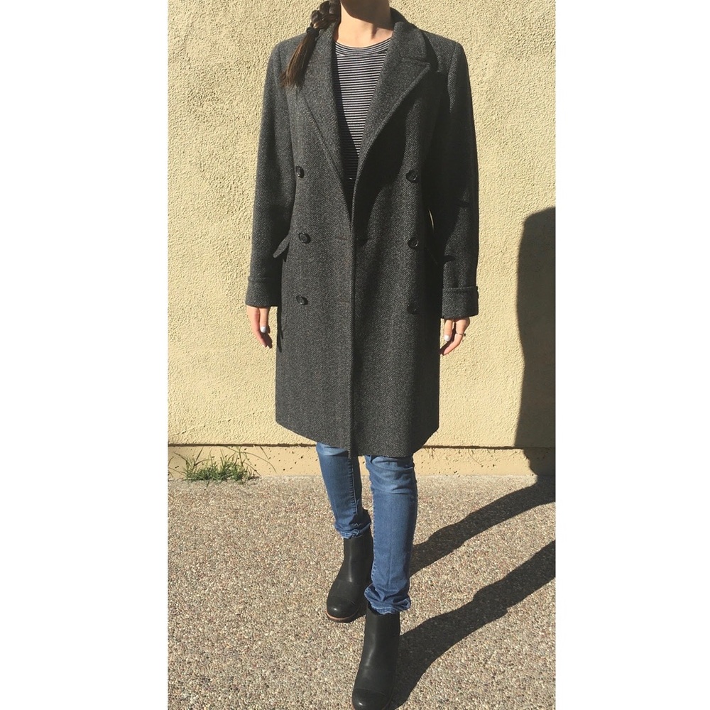 Vintage Nordstrom Gray Double Breasted Overcoat XS